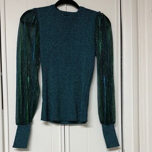 Elegant Teal Long Sleeve Women's Top